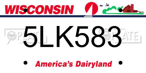 5LK583 Wisconsin License Plate