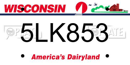5LK853 Wisconsin License Plate