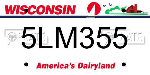 5LM355 Wisconsin License Plate