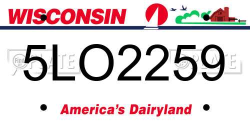 5LO2259 Wisconsin License Plate