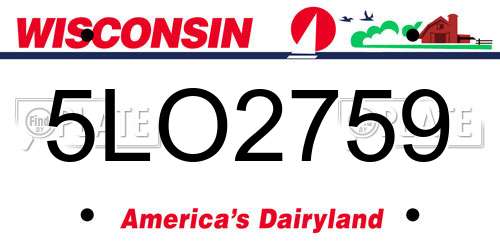 5LO2759 Wisconsin License Plate