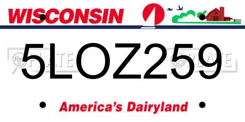 5LOZ259 Wisconsin License Plate