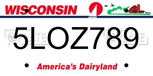5LOZ789 Wisconsin License Plate