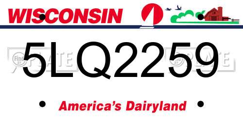 5LQ2259 Wisconsin License Plate