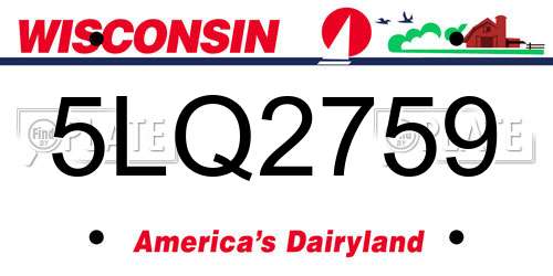 5LQ2759 Wisconsin License Plate