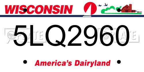 5LQ2960 Wisconsin License Plate