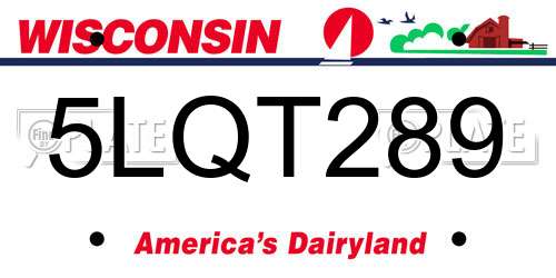 5LQT289 Wisconsin License Plate