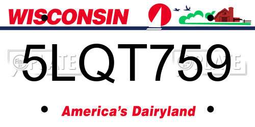 5LQT759 Wisconsin License Plate