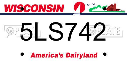 5LS742 Wisconsin License Plate