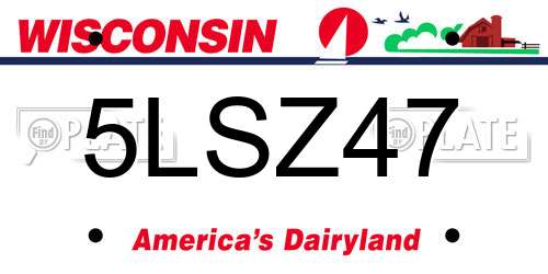 5LSZ47 Wisconsin License Plate