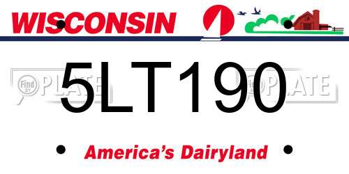 5LT190 Wisconsin License Plate