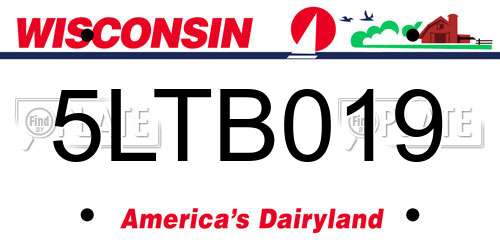 5LTB019 Wisconsin License Plate