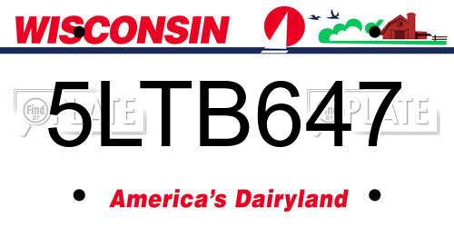 5LTB647 Wisconsin License Plate