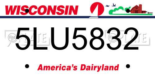 5LU5832 Wisconsin License Plate