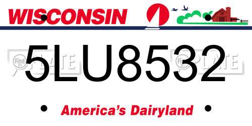 5LU8532 Wisconsin License Plate