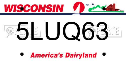 5LUQ63 Wisconsin License Plate