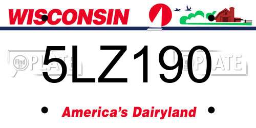 5LZ190 Wisconsin License Plate