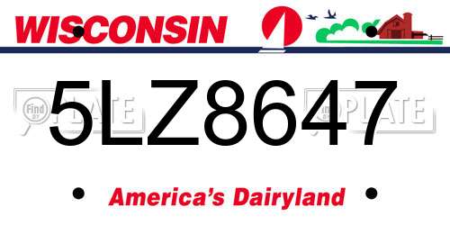 5LZ8647 Wisconsin License Plate