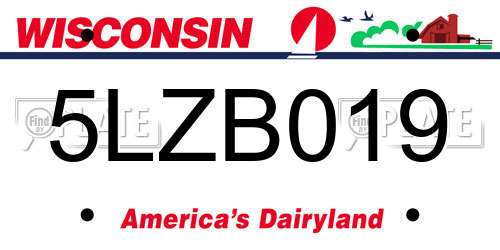 5LZB019 Wisconsin License Plate