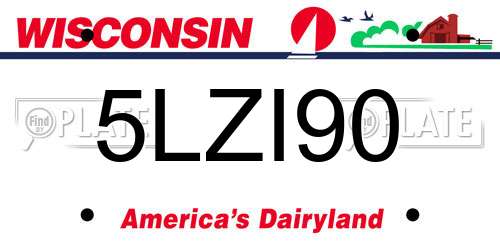 5LZI90 Wisconsin License Plate