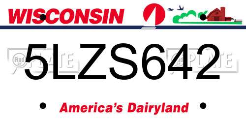 5LZS642 Wisconsin License Plate