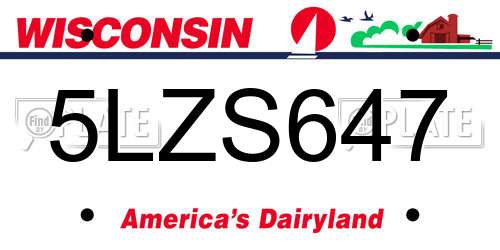 5LZS647 Wisconsin License Plate