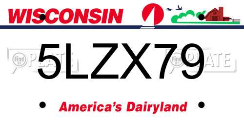 5LZX79 Wisconsin License Plate
