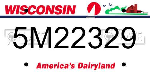 5M22329 Wisconsin License Plate