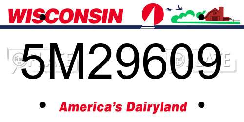 5M29609 Wisconsin License Plate