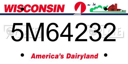 5M64232 Wisconsin License Plate