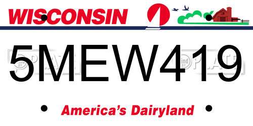5MEW419 Wisconsin License Plate