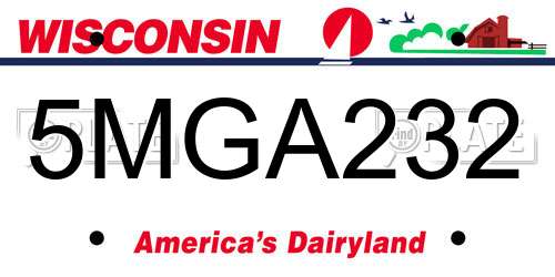 5MGA232 Wisconsin License Plate