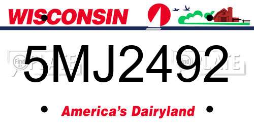 5MJ2492 Wisconsin License Plate