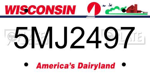 5MJ2497 Wisconsin License Plate