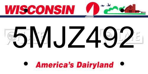 5MJZ492 Wisconsin License Plate