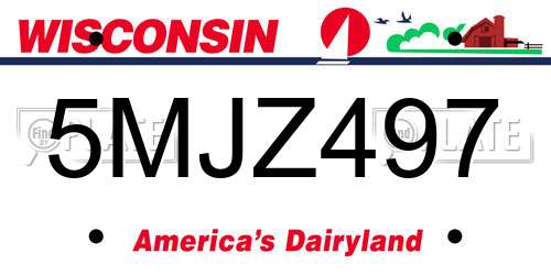 5MJZ497 Wisconsin License Plate