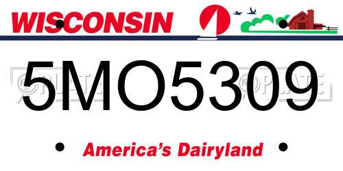 5MO5309 Wisconsin License Plate