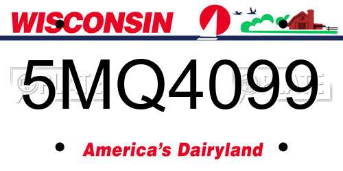 5MQ4099 Wisconsin License Plate