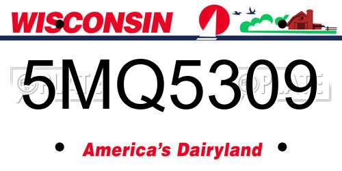 5MQ5309 Wisconsin License Plate