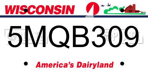 5MQB309 Wisconsin License Plate
