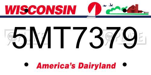 5MT7379 Wisconsin License Plate