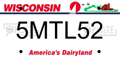 5MTL52 Wisconsin License Plate
