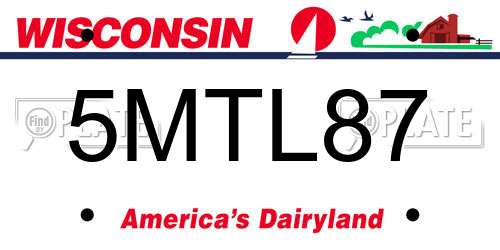 5MTL87 Wisconsin License Plate