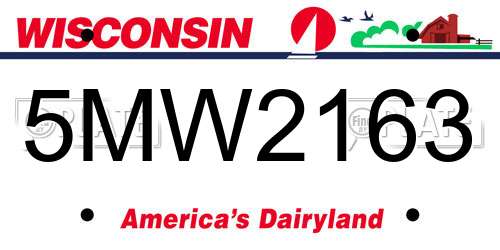 5MW2163 Wisconsin License Plate