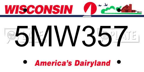 5MW357 Wisconsin License Plate