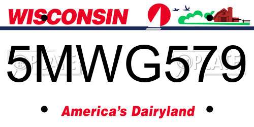 5MWG579 Wisconsin License Plate