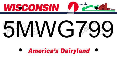 5MWG799 Wisconsin License Plate