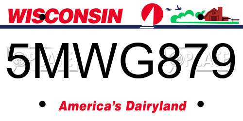 5MWG879 Wisconsin License Plate