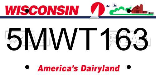 5MWT163 Wisconsin License Plate