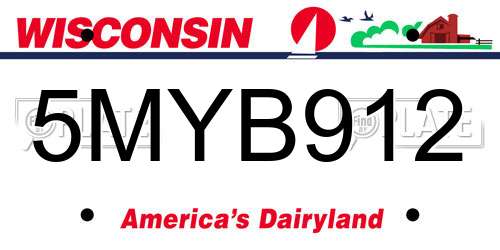 5MYB912 Wisconsin License Plate